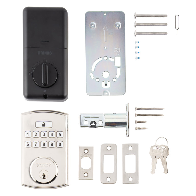 Brinks Electronic Keypad Deadbolt Lock, Satin Nickel