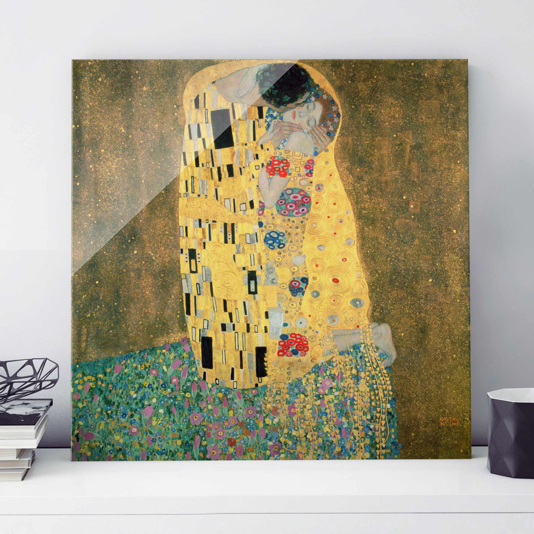 Glasbild Der Kuss von Gustav Klimt