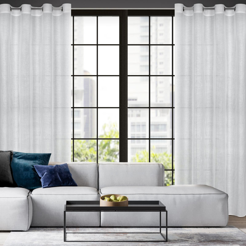 Gylys Eyelet Semi Sheer Curtain, White