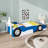 Twin Size Race Car Shaped Platform Bed With Storage Shelves, Wooden Car Bed Frame With Wheels For Boys & Girls-803779318