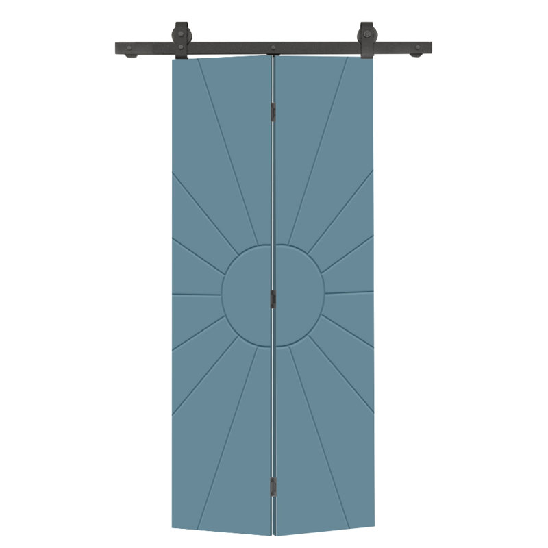 Modern Bi-Fold Barn Door with Sliding Hardware Kit, 34" x 84", Dignity Blue