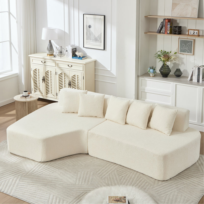 Canapé modulaire à compression avec méridienne confortable, canapé à compression irrégulière en forme de L avec siège profond, canapé-lit modulaire minimaliste pour salon