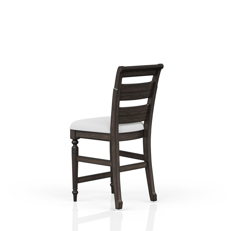 Tabouret de comptoir avec assise en chocolat noir et dossier en tissu d'ameublement