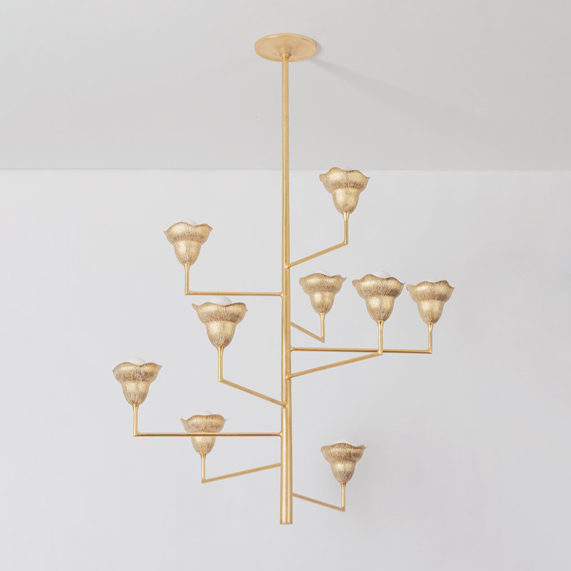 Alora 9 Light Chandelier, Vintage Gold Leaf/Gilded Ivory