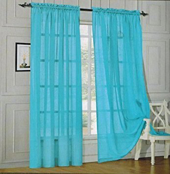Daxin Sheer Voile Rod Pocket Curtain Panels, 54" W x 108" L, Yellow