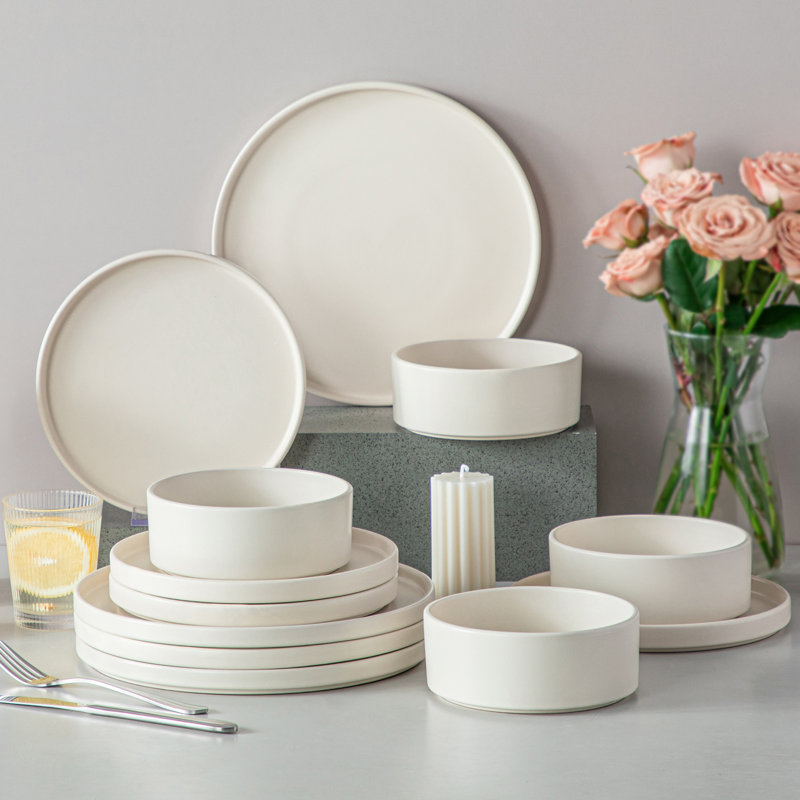 Stoneware Dinnerware Set 12 Piece - Service for 4, White
