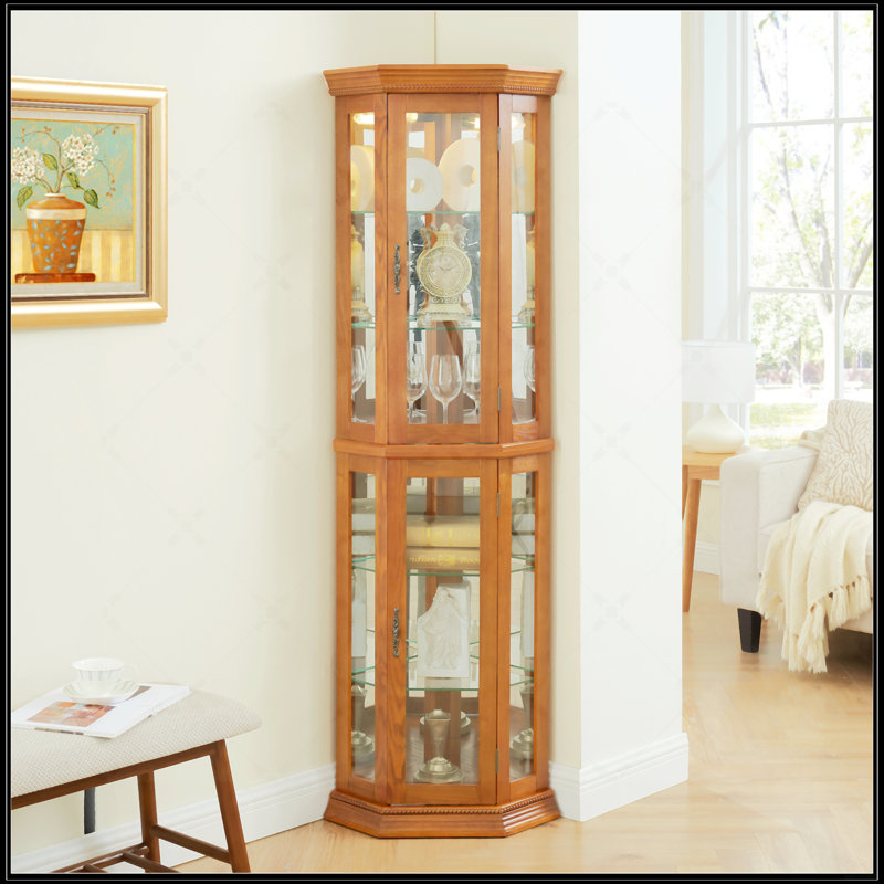 Vitrine de coin lumineuse, Chêne