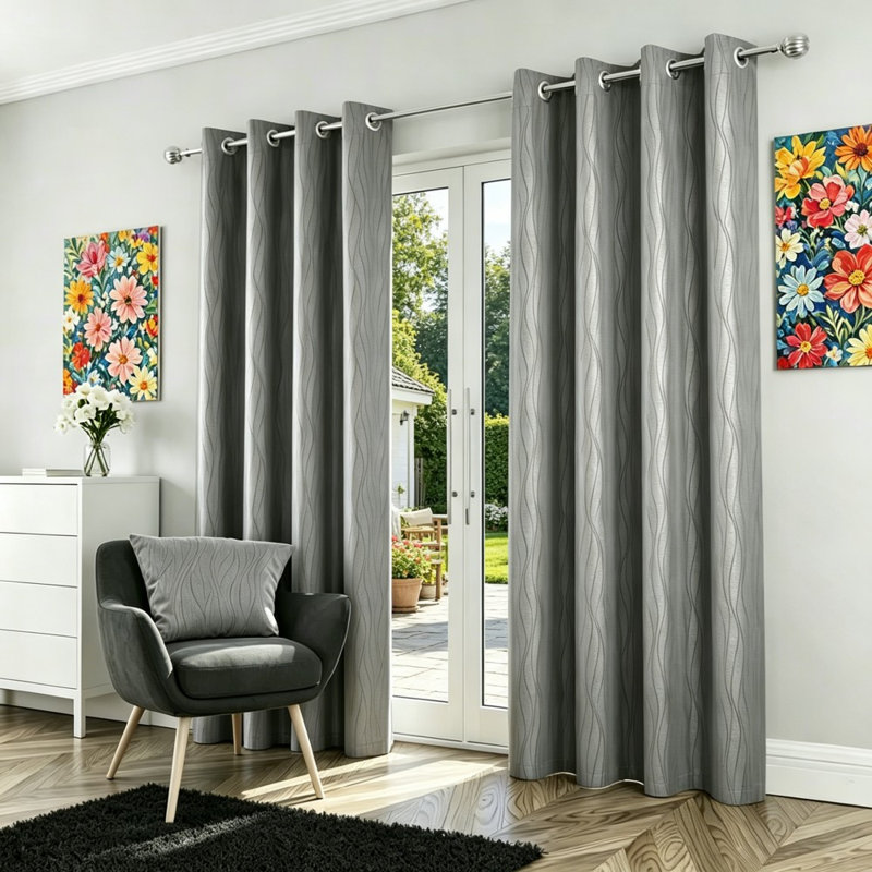 Summer Cooling Thermal Blockout Eyelet Curtains, Full Sun Block Heat Insulated Noise Reducing Energy Efficient Drapes for Lounge & Bedroom, Crream, W117cm x L183cm