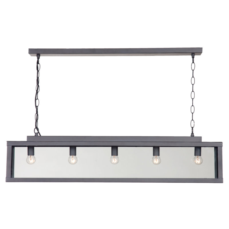 Taplin 5 - Light Kitchen Island Pendant, Lead Paint Metal and Clear Glass