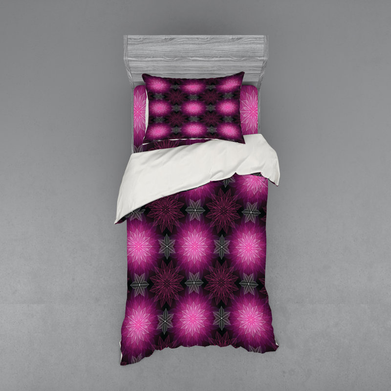 Ensemble de housse de couette moderne en microfibre rose, Housse de couette simple + 6 pièces supplémentai