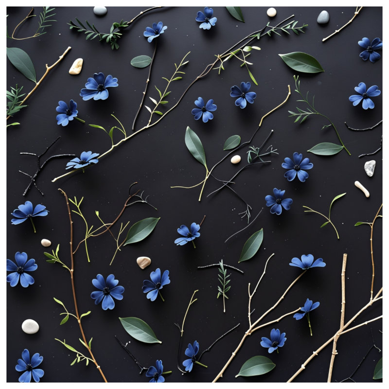 Housse de couette florale bleue, Grand lit