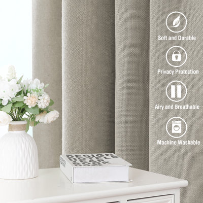 Linen Semi-Sheer Curtain Panel Set