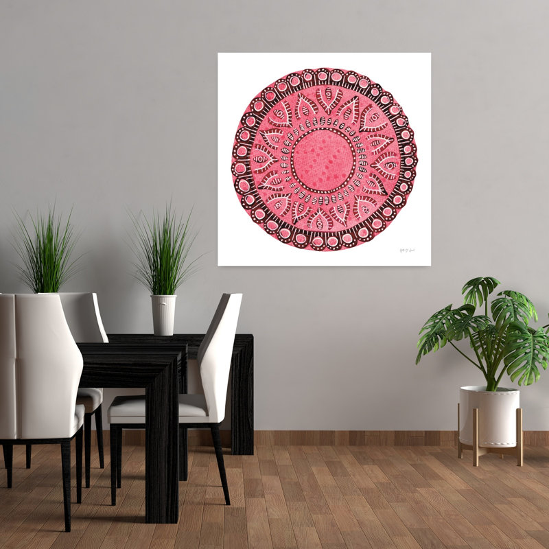 Art abstrait mandala rose, H 36 po x l 36 po