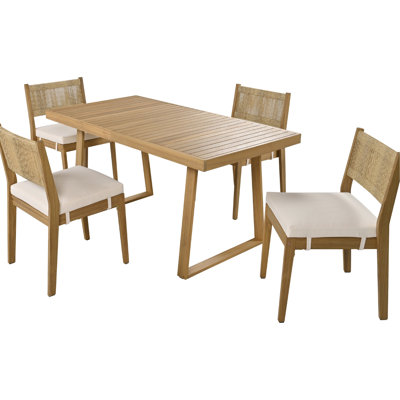 Table et chaise de balcon en bois avec coussins moelleux pour les moments de détente