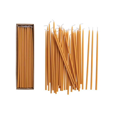 36-Piece Unscented Thin Taper Candles In Box, Camel Color