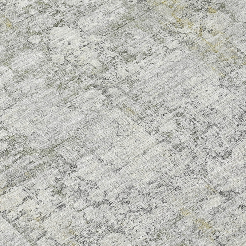 Machine Washable Indoor/Outdoor Xhevrie Gray Rug, Rectangle 3' x 5'