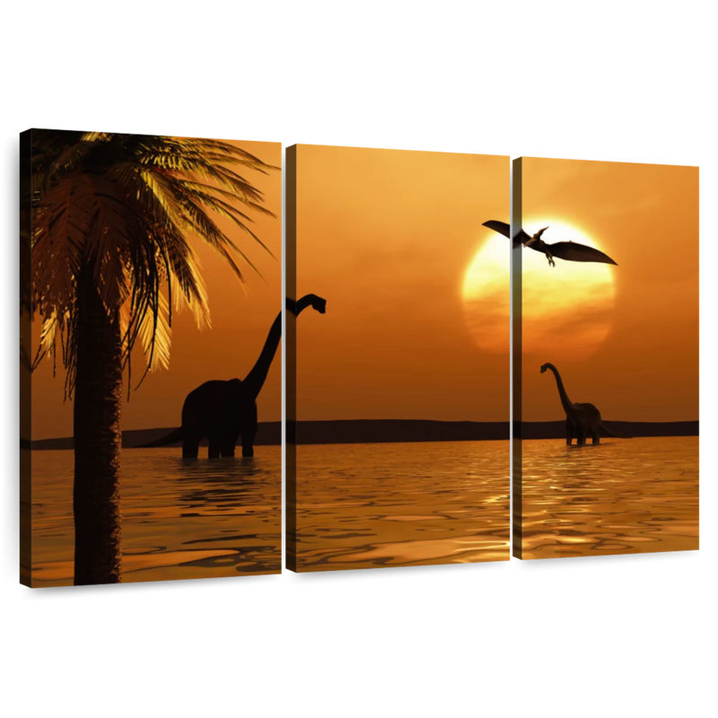 Gillard Beach Dinosaurs Sunset, 20" H x 33" W