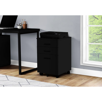 Classeur à roulettes moderne, stratifié noir avec rangement, pour rangement