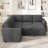 Hoelscher L-shaped Sleeper Sectional Upholstered Sofa Bed With Storage Space Corduroy Dark Gray-122510078