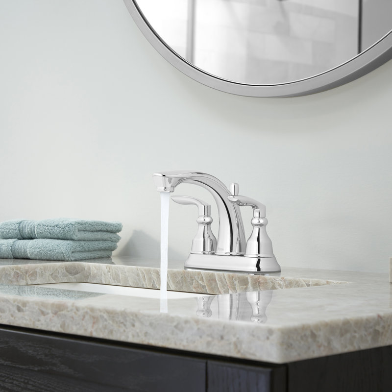 Robinet de salle de bain à poignée double avec drain Avalon, Chrome poli