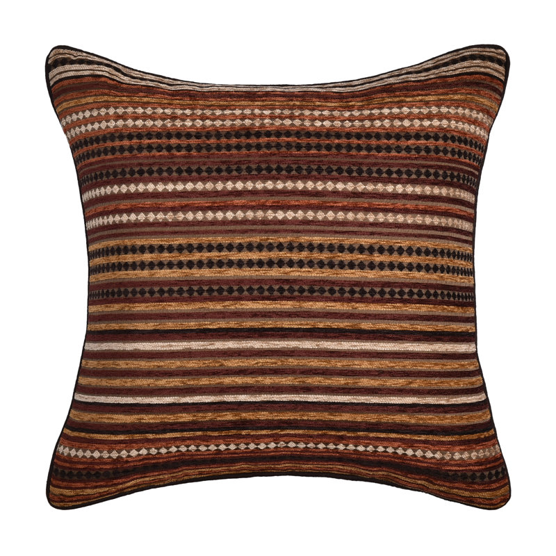 Coussin décoratif Sundance, Carré 20 po, Rayures brunes