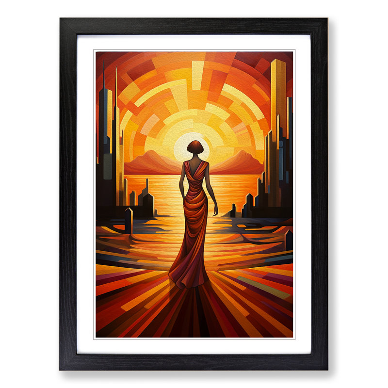 Single Picture Frame Print on Wood, 64cm H x 46cm W, Black Framed