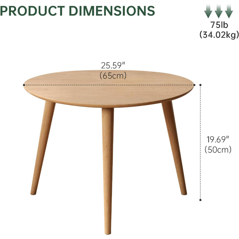 50/65cm 100% Solid Oak Oval Side Table , 65cm, Oak