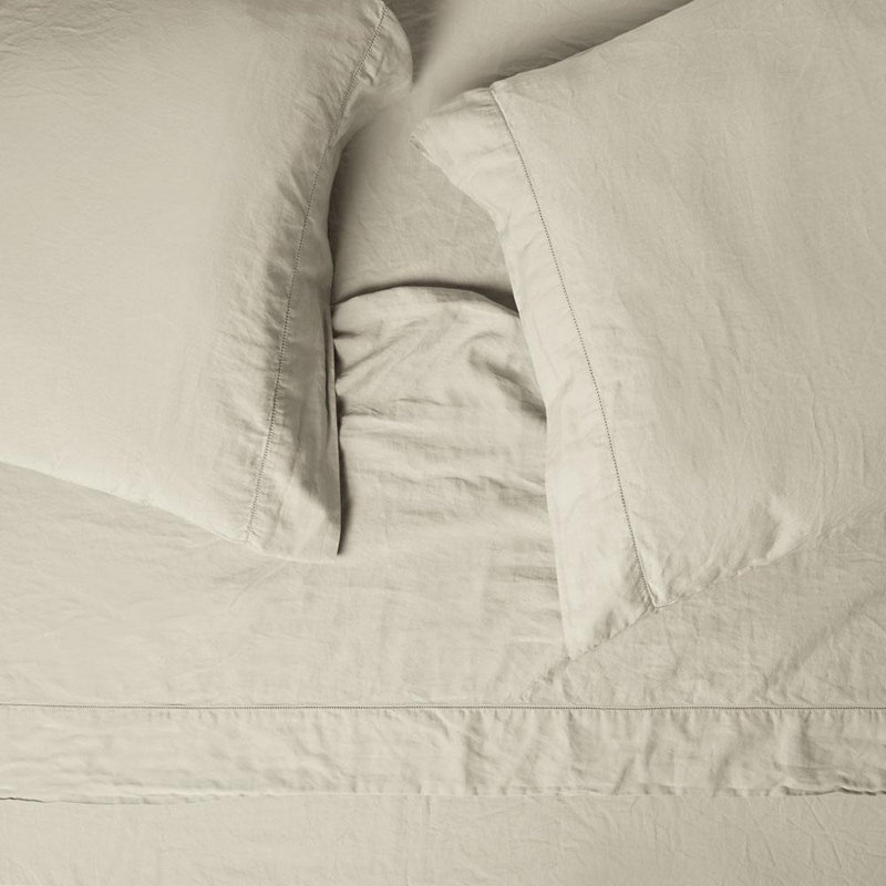Twin Flax Linen Cotton Sateen Sheet Set