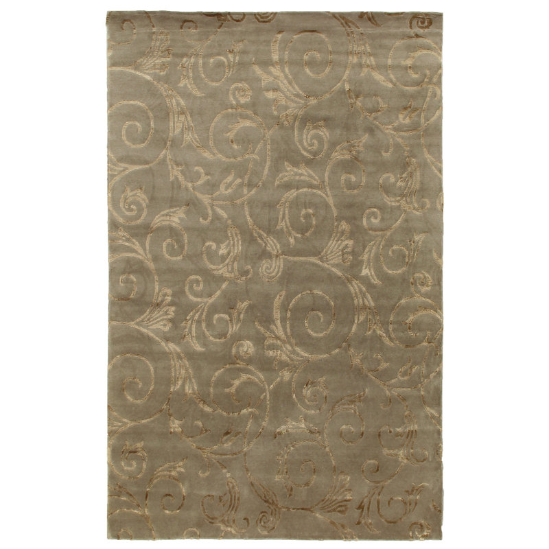 Metro-Velvet Floral Area Rug in Brown/Beige, Rectangle 9' x 12'