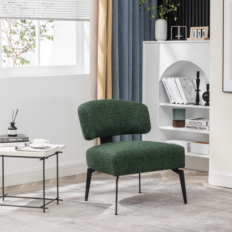 Amrane Upholstered Side Chair, Green Linen Blend