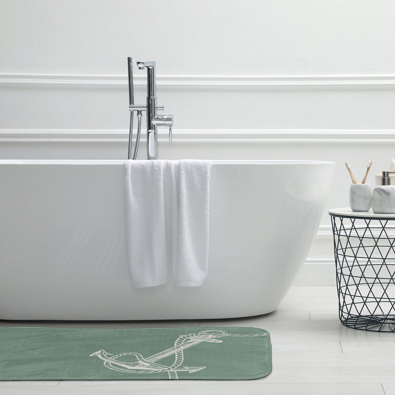 Tapis de bain Nautical Nights, L 17 po x L 24 po, Vert