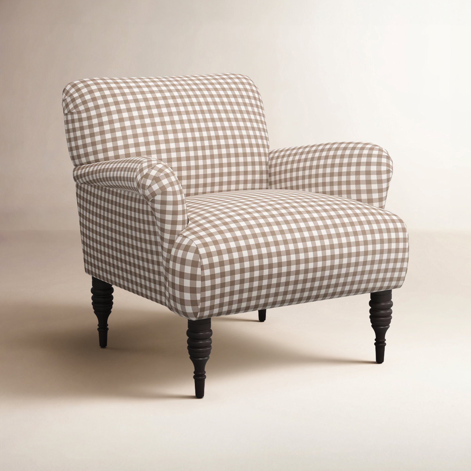 Allura Upholstered Armchair, Classic Gingham Tan