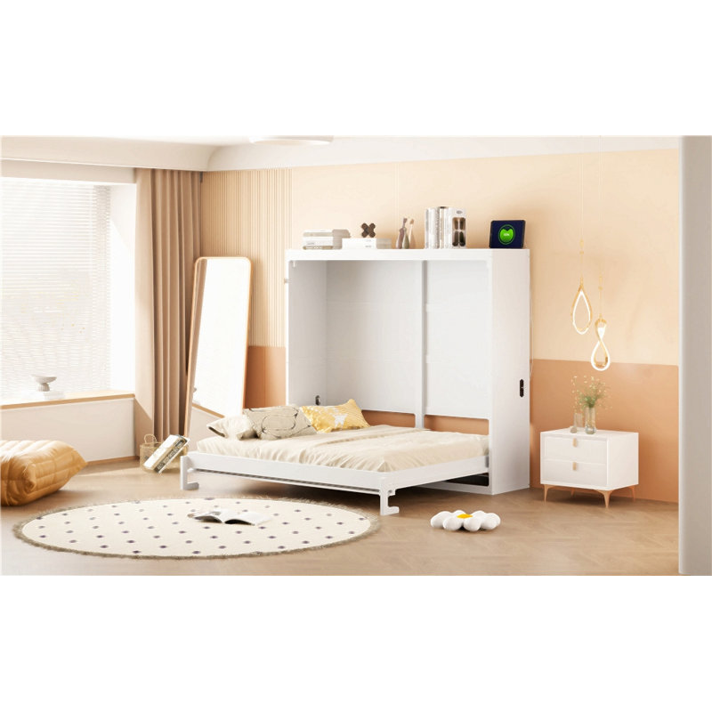 Lit escamotable mural Murphy, Lit double, Blanc