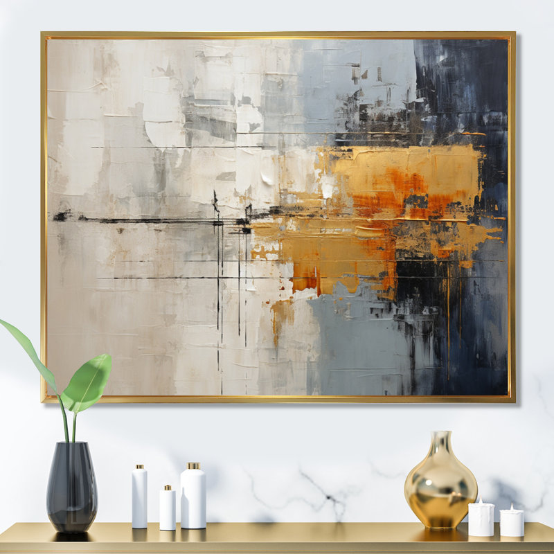 Abstract Cityscape II - Abstract Collages, reproduction d'art sur toile encadrée, H 24 po x l 32 po, Black Picture Framed