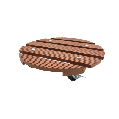 11.4" Round WPC Plant Caddy with Locking Casters – Terra Cotta Indoor & Outdoor Rolling Plant Stand