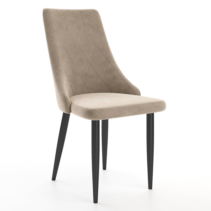 Galia Velvet Side Chair, Mink, Black