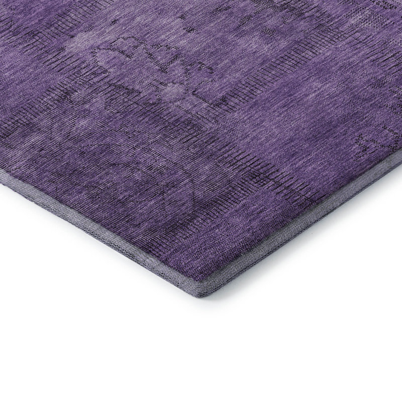 Tapis mauve de qualité supérieure lavable à la machine Prisco, Rectangle 9 pi x 12 pi