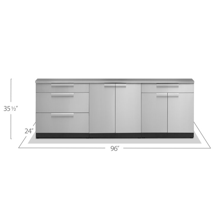 Outdoor Kitchen 96 W x 24 D Stainless Steel 4-Piece Modular Cabinet Set