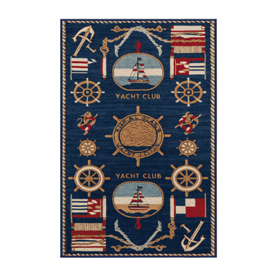 Machine Washable Transportation Blue Area Rug