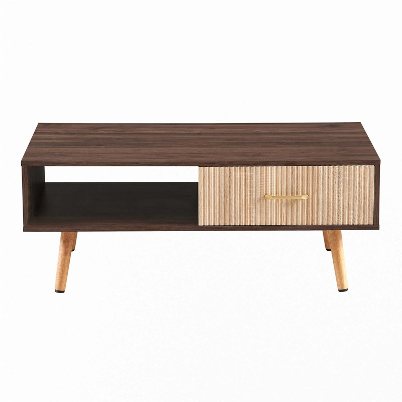 Rectangle Coffee Table With Solid Wood Legs