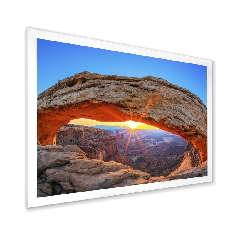 Sunrise Mesa Arch Canyon dans l'Utah, Cadre photo blanc, H 12 po x l 20 po x P 1 po