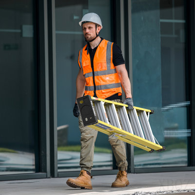 Fiberglass Reinforced Single Side Ladder – Lightweight Non-Conductive Access Ladder 6 Step Yellow