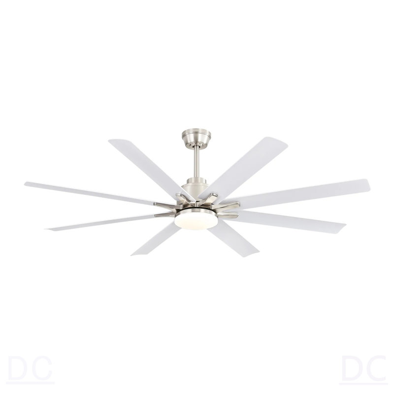 Ventilateur de plafond à profil bas de 66 pouces avec lumières à intensité variable et moteur à courant continu réversible silencieux à 6 vitesses pour l'intérieur