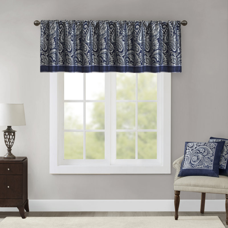 Aubrey Jacquard Single Window Valance, Navy