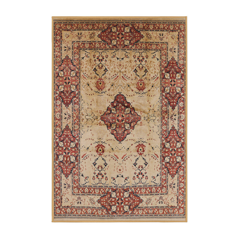 Tapis oriental ivoire / rouge, Rectangle 8 pi x 10 pi