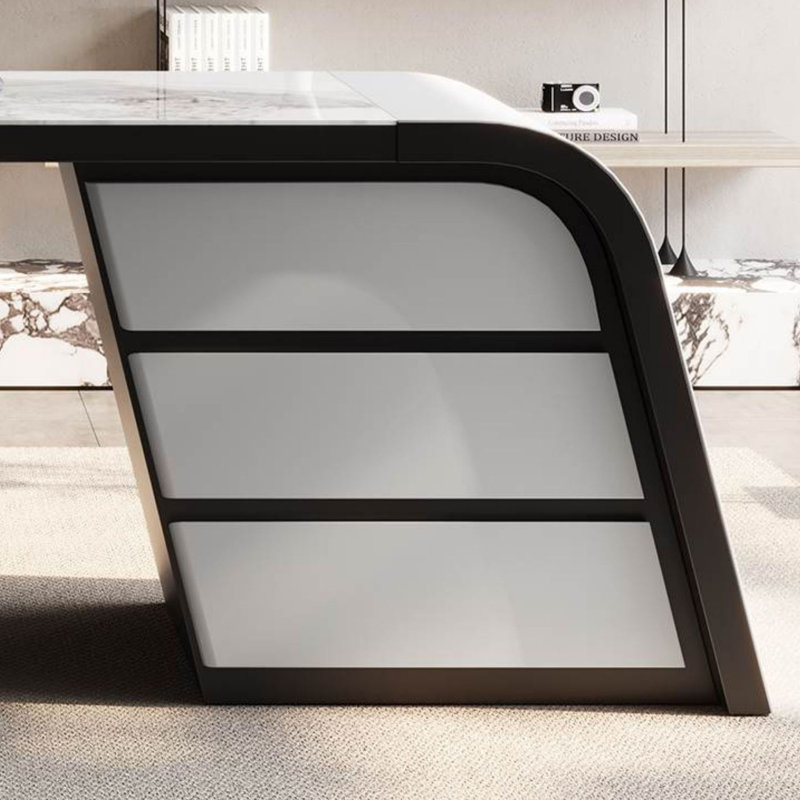 Modern Light Luxury Slate Desk, 29.5" H x 63" W x 27.6" D
