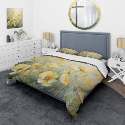 White Yellow Buttercups Romantic Impression II - Buttercups Duvet Cover Set