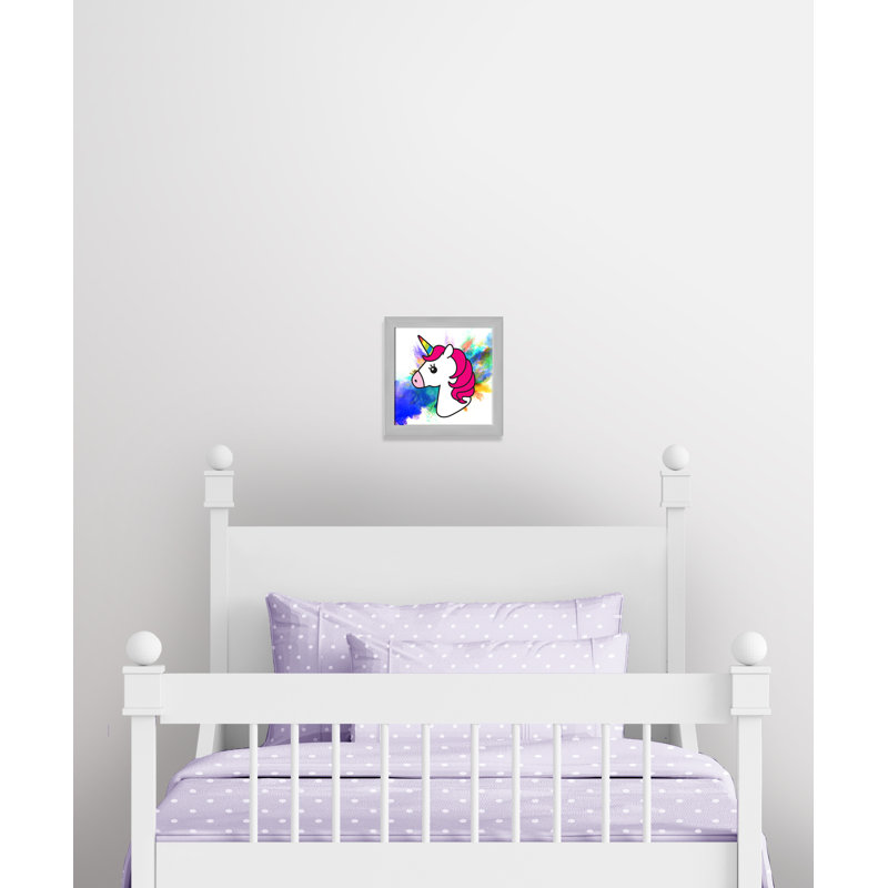 Art sur toile licorne arc-en-ciel, H 12 po x l 12 po x P 0,6 po, Encadré plat argent
