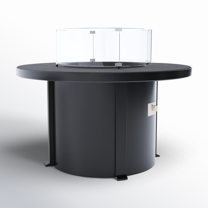 Townsend Round Aluminum Smokeless Fire Pit Table with Hidden Fuel Tank, Dark Gray