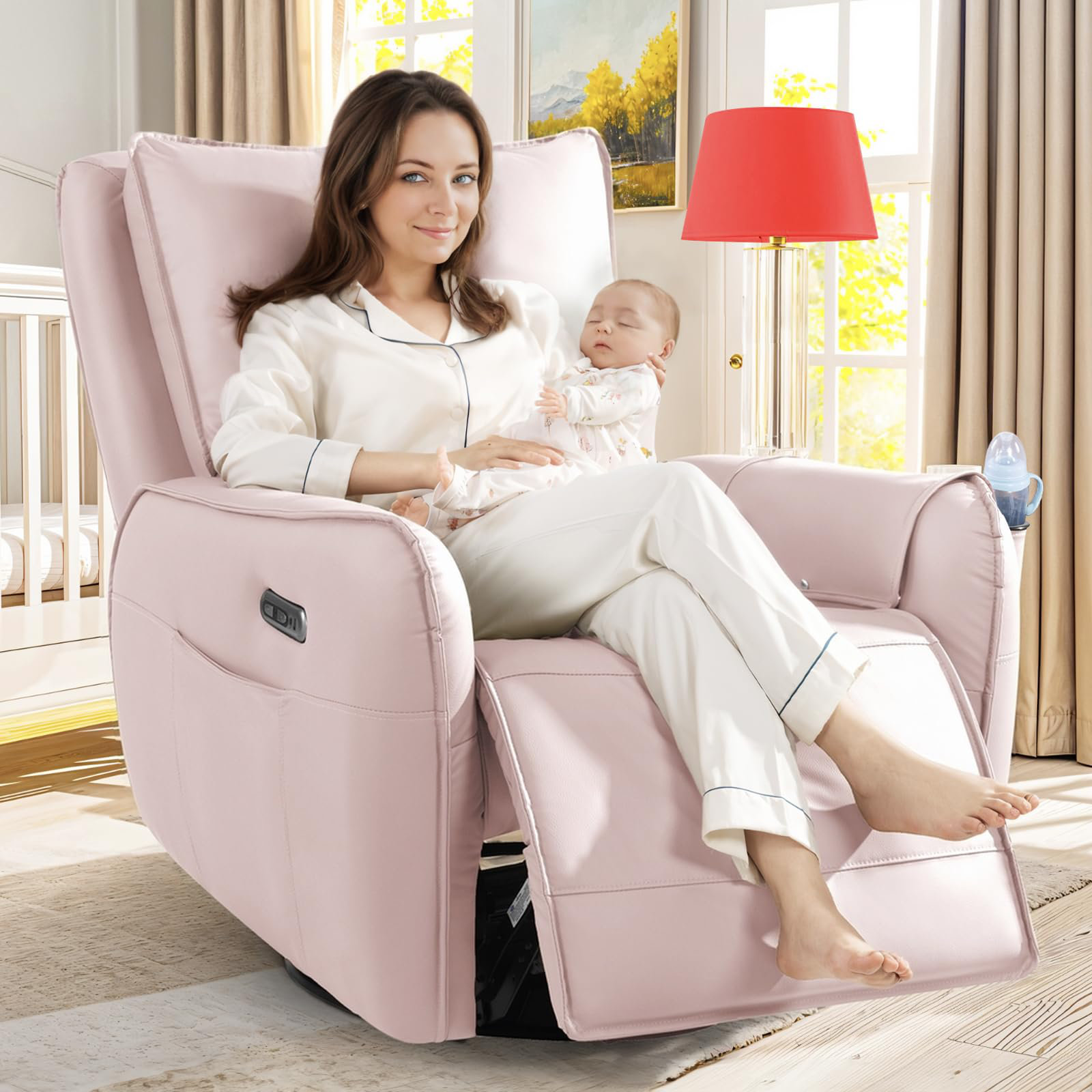 Latitude Run® Power Recliner Glider for Nursery Electric Swivel Rocker
